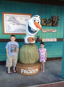 MY kids with Olaf on Castaway Cay!