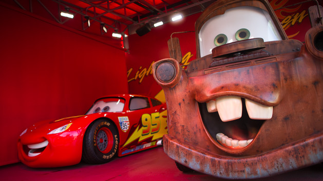 Lightning McQueen and Tow Mater hanging out in Hollywood Studios